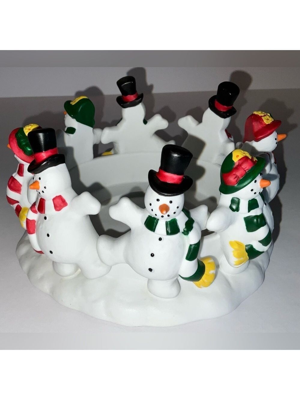 Partylite Frolicking Frosty’s 3 Wick Candle Holder - no chips/cracks - CUTE!
